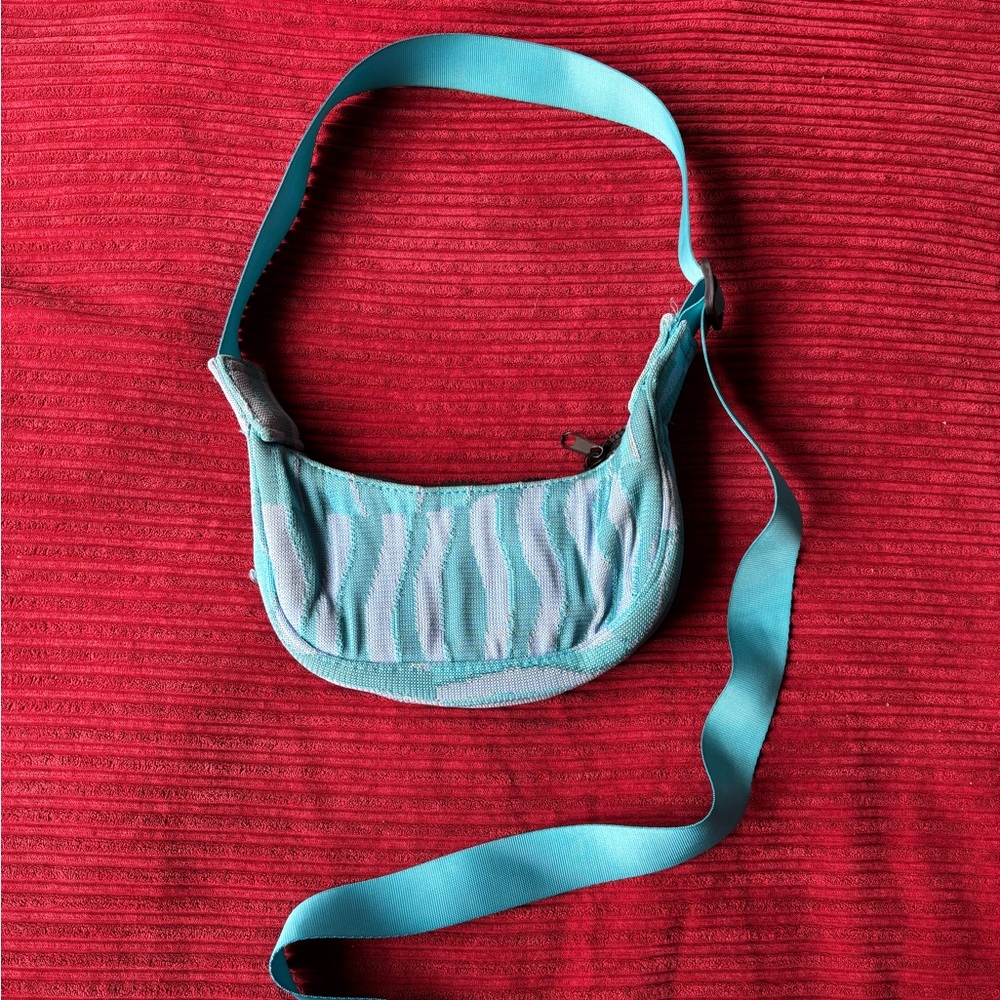 Aqua and White Patterned Shoulder Bag